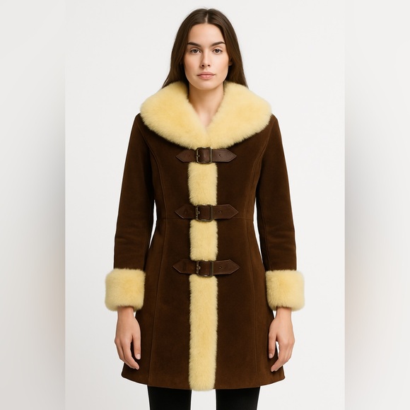 Vintage Country Pacer Velvet Shearling Penny Lane Coat - Picture 1 of 15